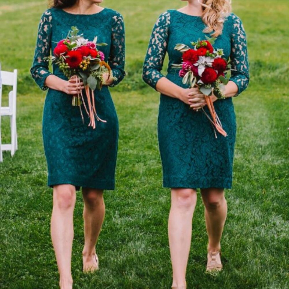 J.Crew Floral Lace Cocktail Dress, Jade Green / Teal, Size 4